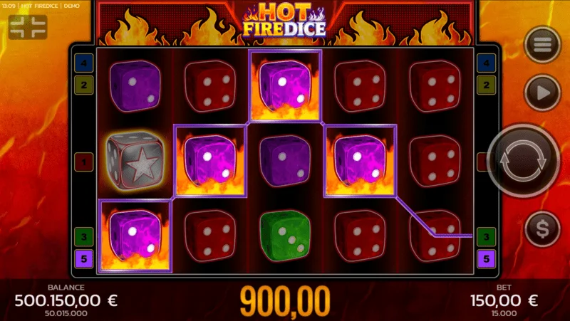 Hot Fire Dice - ძირითადი თამაში და გაფართოებადი Fire Blaze სიმბოლო