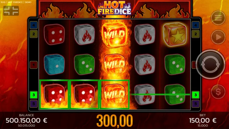 Hot Fire Dice - დიდი მოგება Random Wilds-ის მეშვეობით